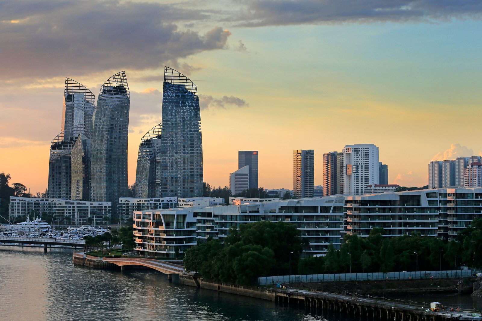 Singapore city skyline at dusk